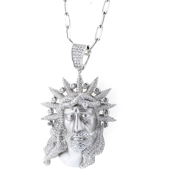 Sterling Silver Jesus Pendant Necklace
